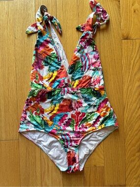 Sezane x Yse Floral Tie-Shoulder One-Piece Swimsuit